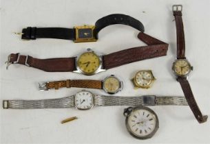 A silver ladies pocket watch together with a group of wristwatches to include examples by Roamer and