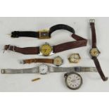 A silver ladies pocket watch together with a group of wristwatches to include examples by Roamer and