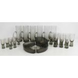 A selection of mid-century Holmguard glassware, to include beakers, hors d'oeuve dishes, and