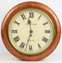 A 19th century Irish mahogany cased fusee wall clock, the Roman numeral dial signed Chancellor,