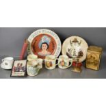 A selection of Royal Commemorative ware, to include two plates, a resin bust of Queen Victoria, a