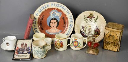 A selection of Royal Commemorative ware, to include two plates, a resin bust of Queen Victoria, a