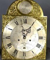 A late 18th century longcase clock twin movement by James Field of Dunstable, the brass dial