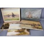 A group of 19th century and later oil on canvas paintings, various landscapes.