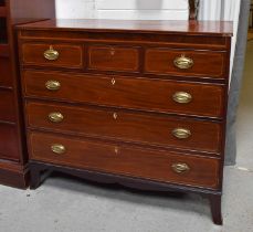 A 19th century mahogany chest of drawers, with three short over three long graduated drawers, with