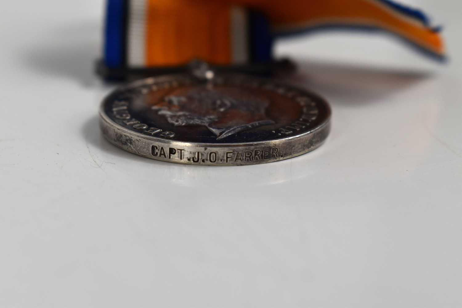 A WWI medal group awarded to Captain J.O Farrer, Kings Shropshire Light Infantry, the miniature - Bild 4 aus 6