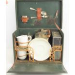 An early 20th century G.W. Scott and Sons compact picnic set complete with sandwich box, tea