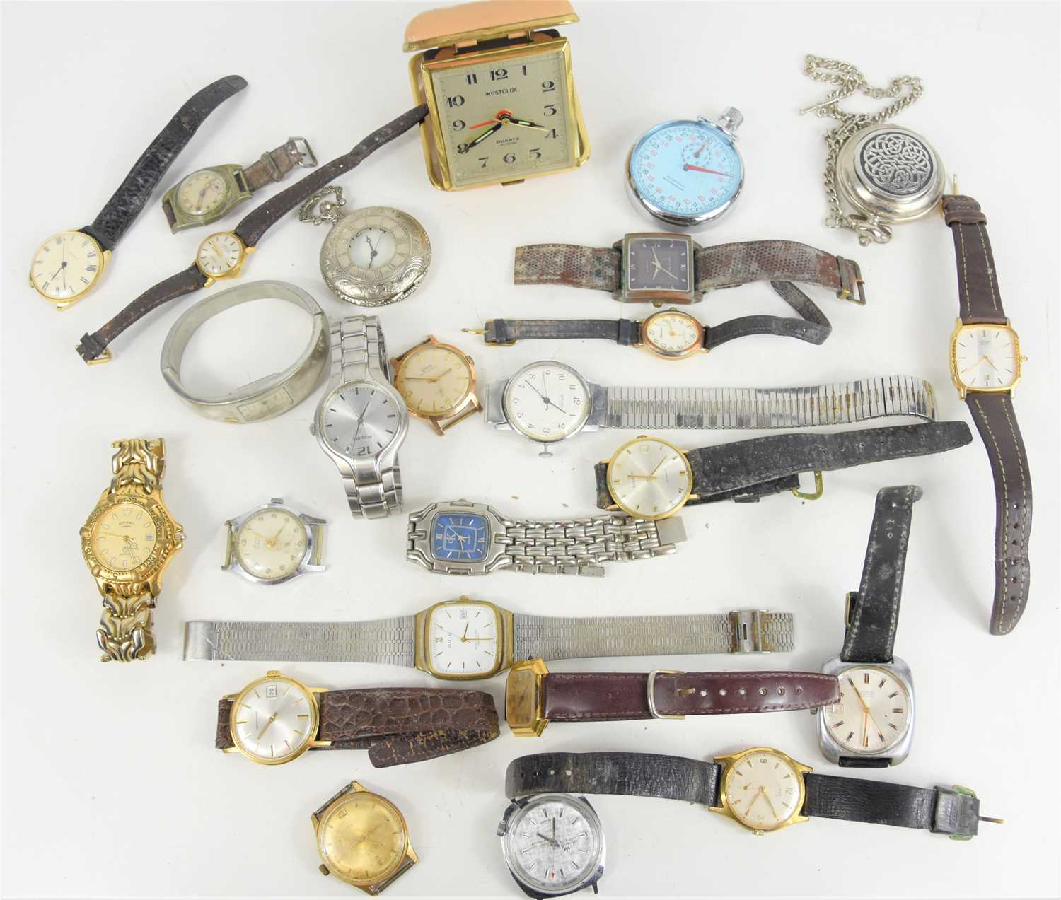 A group of vintage watches to include Citizen, Accurist, Ingersoll, Allaine, Oris, Garrard,