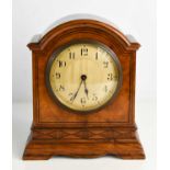 An early 20th century walnut mantle clock, with Swiss brass movement, gilt matt dial, circa 1920,