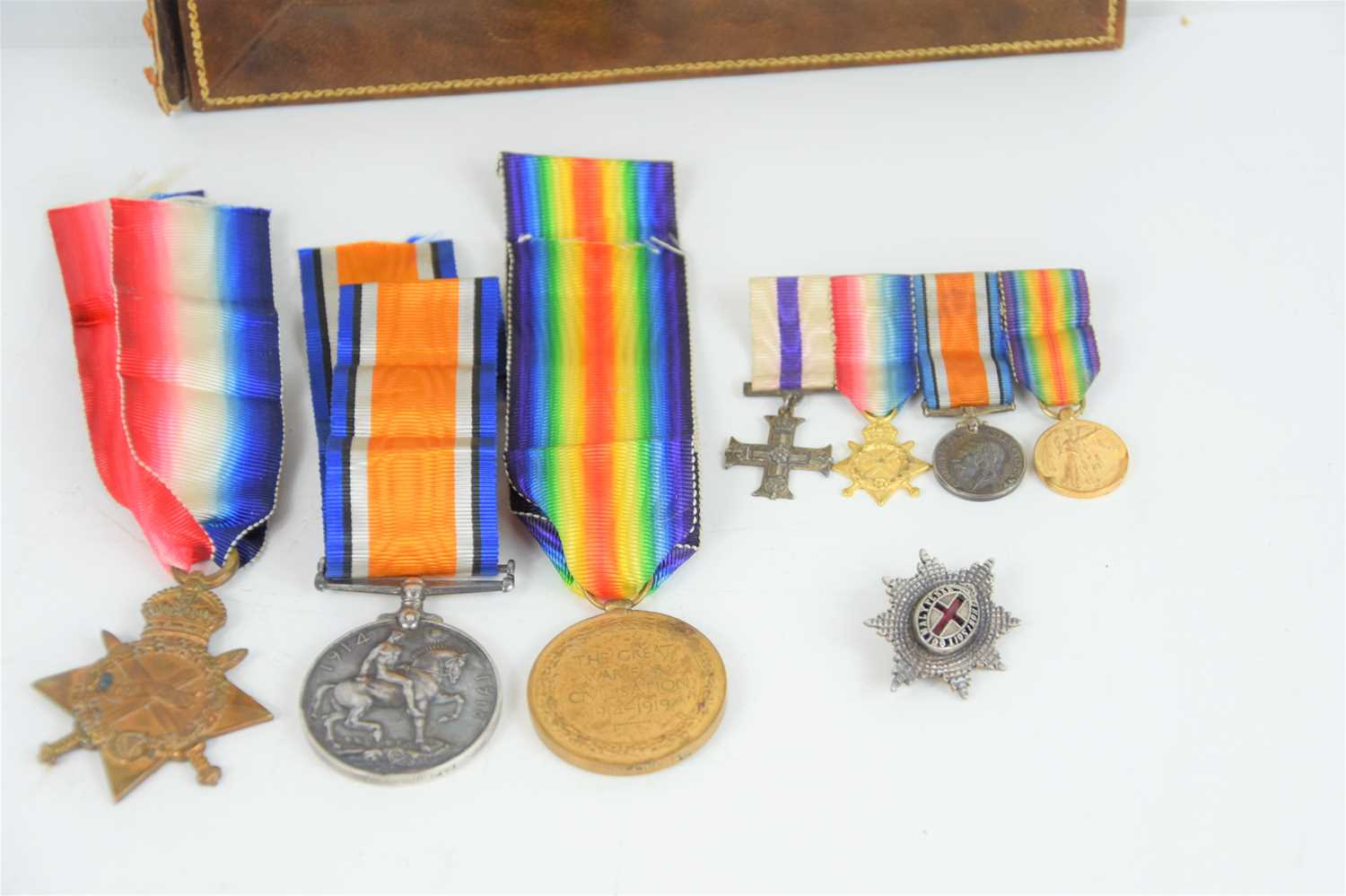 A WWI medal group awarded to Captain J.O Farrer, Kings Shropshire Light Infantry, the miniature - Bild 2 aus 6