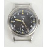 A Smiths W10 gentleman's military wristwatch with luminous steel hands, luminous hour markers, white