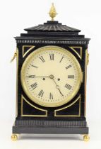A Regency eight day bracket clock in an ebonised and brass inlaid case the eight inch Roman