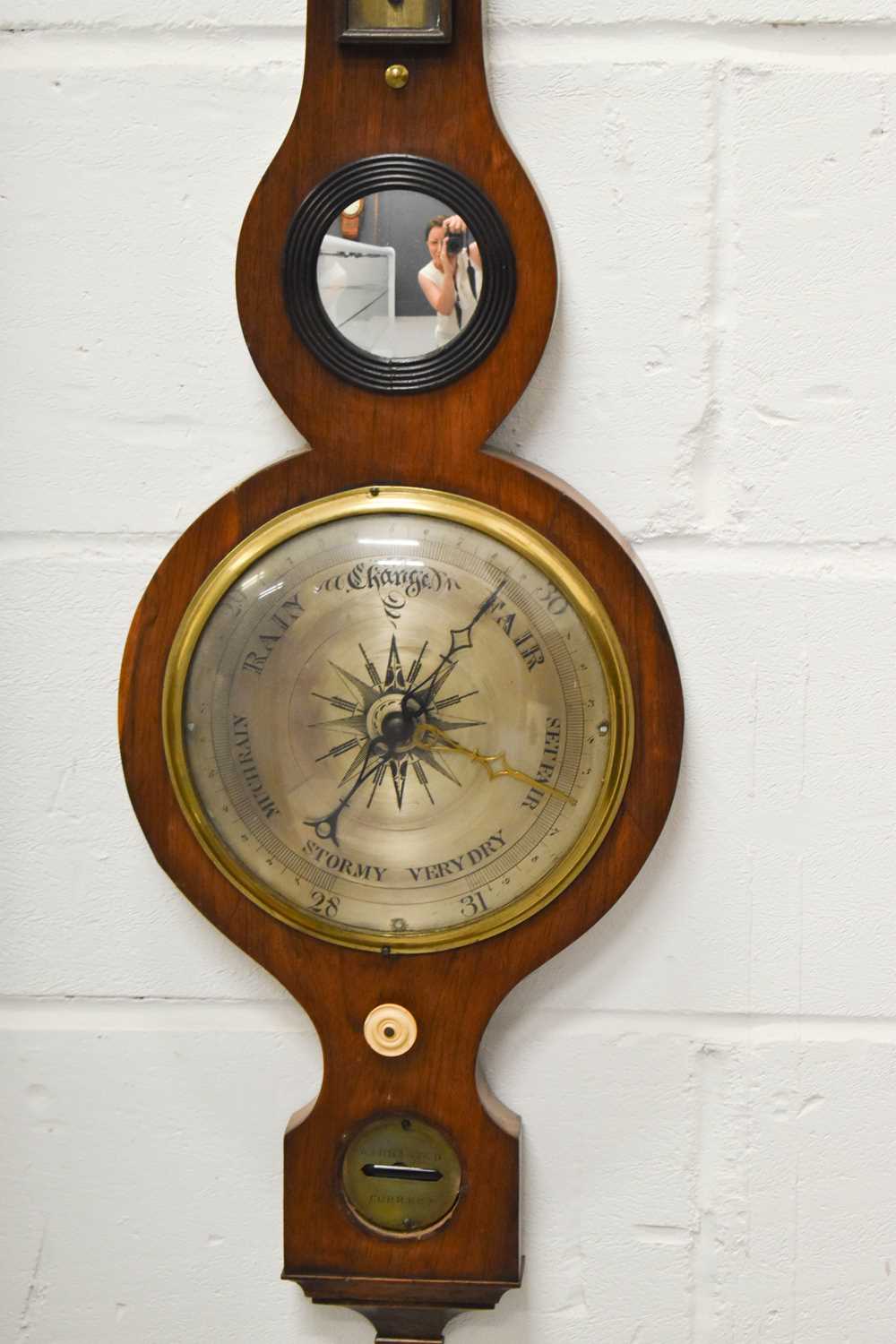 A late 19th century mahogany cased wheel barometer, 94cms tall - Bild 3 aus 3