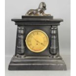 A Victorian Barraud and Lunds Belge Noir Marble mantle clock, with single chain fusee movement,
