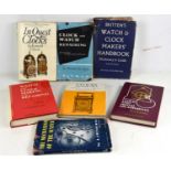 Seven horological related books to include The Mechanism of the watch by J. Swinburne, In Quest of