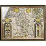 An 17th century John Speed map, dated 1610, Buckingham both Shyre and Shiretowne, to include The