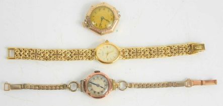 A 9ct gold cased ladies wristwatch, a Rotary watch and a ladies pocket watch.