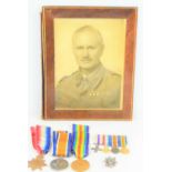 A WWI medal group awarded to Captain J.O Farrer, Kings Shropshire Light Infantry, the miniature