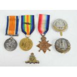 A WWI Medal Trio awarded to Gunner A.F Marshall, 38709, Royal Garrison Artillery, 1914-1915 star,