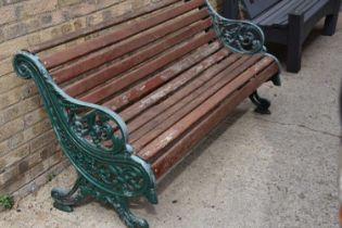 A cast iron Coalbrookdale style garden bench.