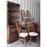 A group of Ercol furniture to include a corner cupboard, 182cms tall by 47cms deep by 71cms wide,