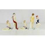 Five Royal Doulton Archives figurines, produced for Sinclair Special Colourway Edition of Summers