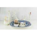 A group of ceramics to include Victorian blue and white meat platter, Emily Downing, Budapest and