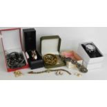 A group of vintage jewellery and watches to include a ladies Tudor wristwatch, gold plated