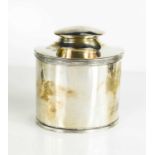 A silver tea caddy / canister by Mappin & Webb, the hinged lid housing a silver caddy spoon,