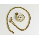 A 9ct gold belcher chain, together with a 19th century ladies gold pocket watch with blue Roman