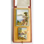 A fine JC Vickery silver and enamel cigarette case and matching vesta case, gilded interior,