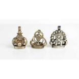 Three Dutch silver fobs of various design two decorated with hearts, 0.89toz.