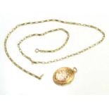 A 9ct gold chain link necklace, 4.8g together with a 9ct gold front and back photo locket pendant.