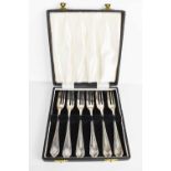 A set of six fish forks, Sheffield 1948, boxed, 5.59toz.