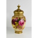 A Royal Worcester crown top pot pourri vase and cover with inner cover, by Sedgerley, circa 1890.