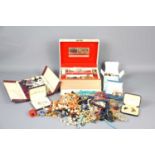 A large group of vintage and modern jewellery to include silver tie pin and cufflinks, necklaces