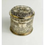 A Dutch silver trinket box embossed with rural and boat scenes, hallmarked HH possibly for H.