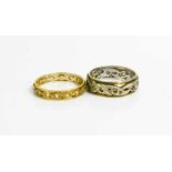 Two 9ct gold and diamond eternity rings, Size P, 5.4g.