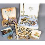 A group of vintage jewellery to include necklaces, silver fairy brooch, silver earrings and other