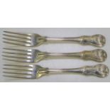 Three Georgian silver dessert forks in the Kings Pattern, hallmarked Richard Crosley and George