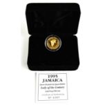 A 1995 Jamaica Queen Elizabeth the Queen Mother "Lady of the Century" 15ct gold proof $50 coin