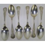 Six silver tablespoons in the Kings Pattern, hallmarked for John Round, Sheffield 1922, 15.1toz