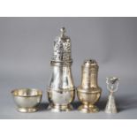 A selection of Dutch silver to include an early sifter bearing engraved owners initials together