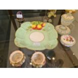A quantity of Royal Worcester including a large dish painted with fruit on a green ground, puce mark