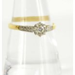 A 9ct gold and diamond, illusion set solitaire ring, size R, 2.7g.
