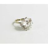 An 18ct gold and cubic zirconia, brilliant cut, stamped 750, size K, 5.3g.