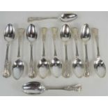 Eleven silver dessert spoons in the Kings Pattern, hallmarked for George Jackson and David