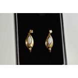 A 9ct gold antique style opal drop earrings, 3.6g.