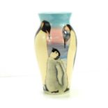 A Dennis China Works pottery vase by Sally Tuffin No 45, decorated with penguins, impressed and