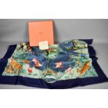 A vintage Hermes "Equateur" silk scarf by Robert Dallet in the original box.